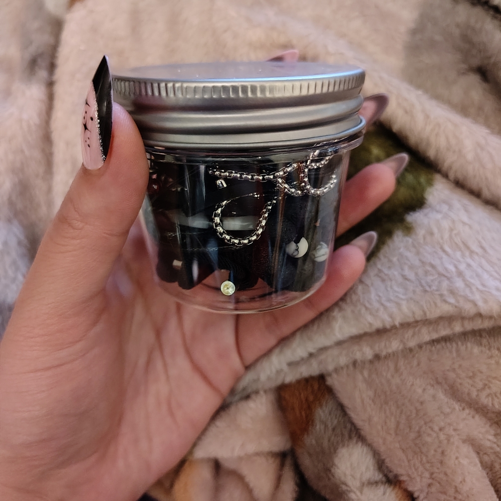 Silver and Black Jewelry Jar